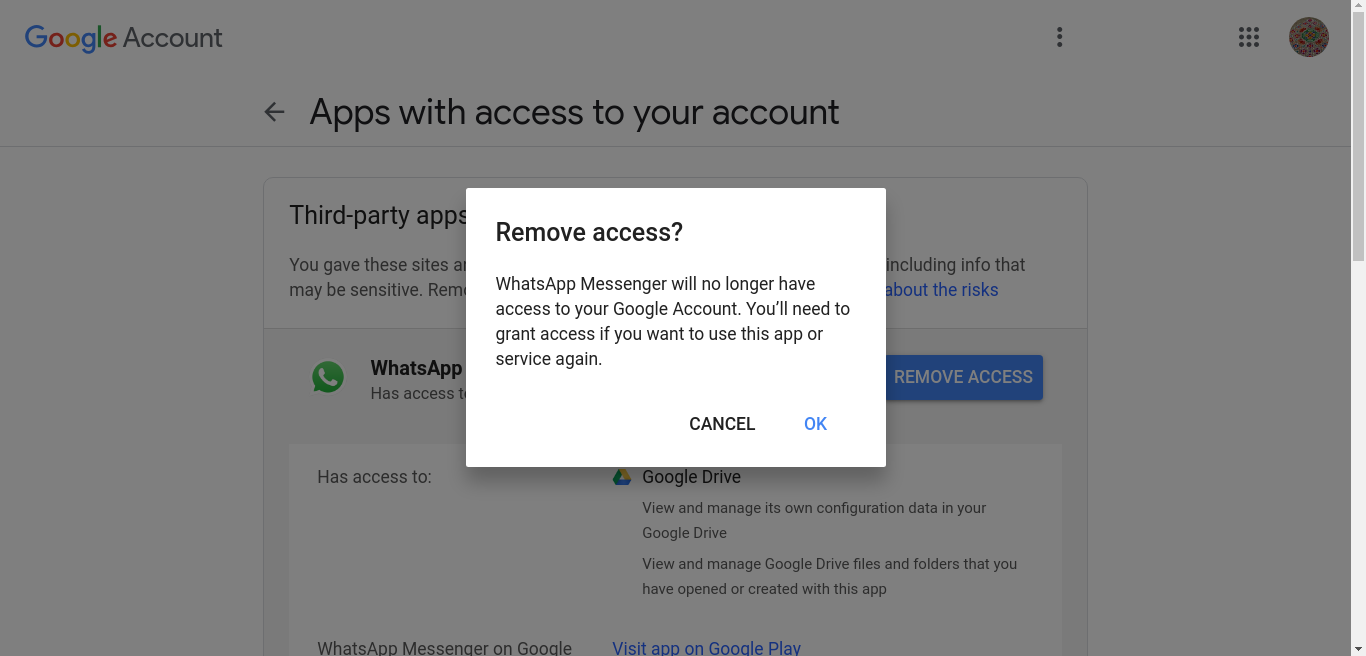 Click Ok To Revoke Access To Samsung Email To Google Account
