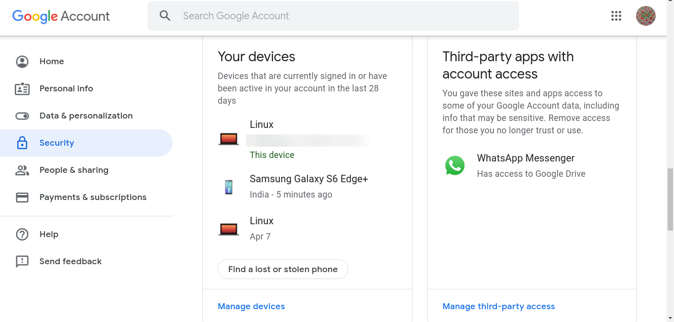 Scroll Down To Third Party Apps With Account Access