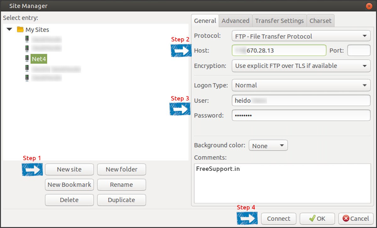 filezilla connecting to a new server