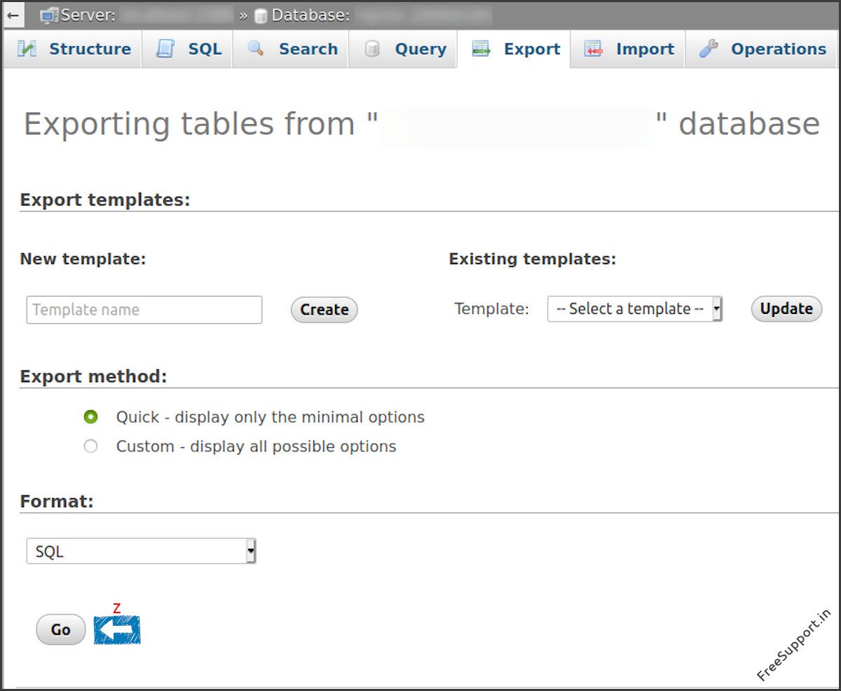 exporting mysql database