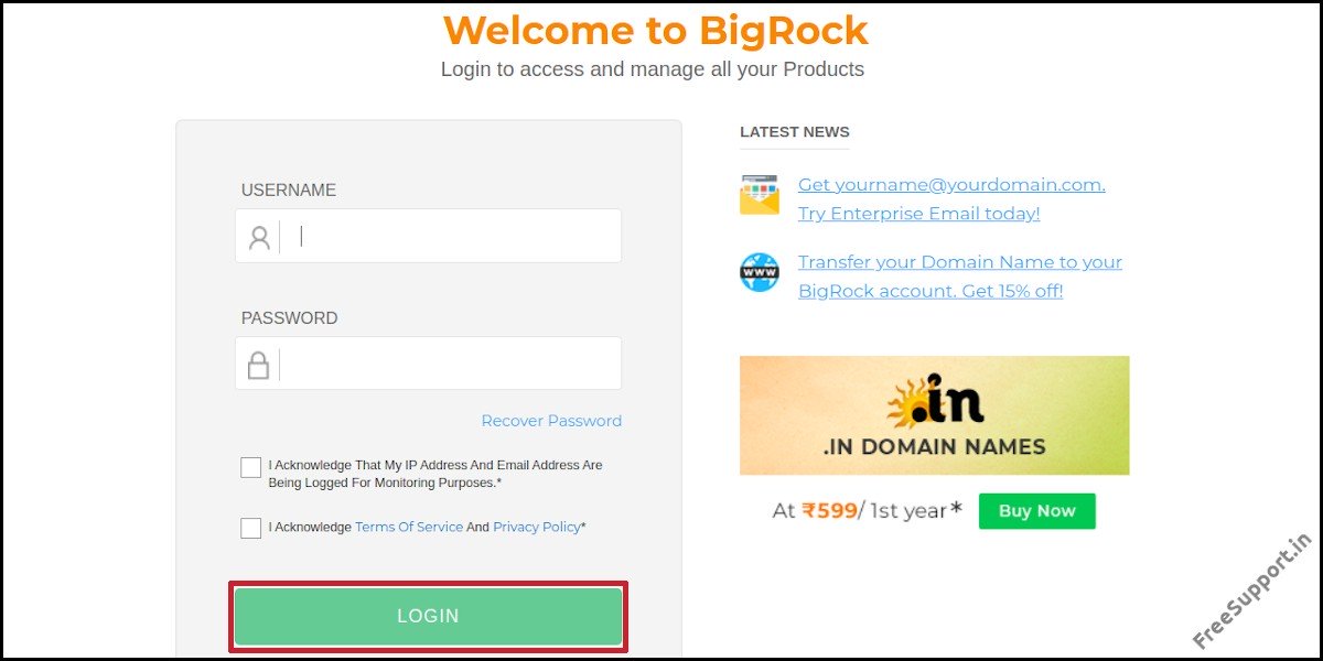 login to bigrock