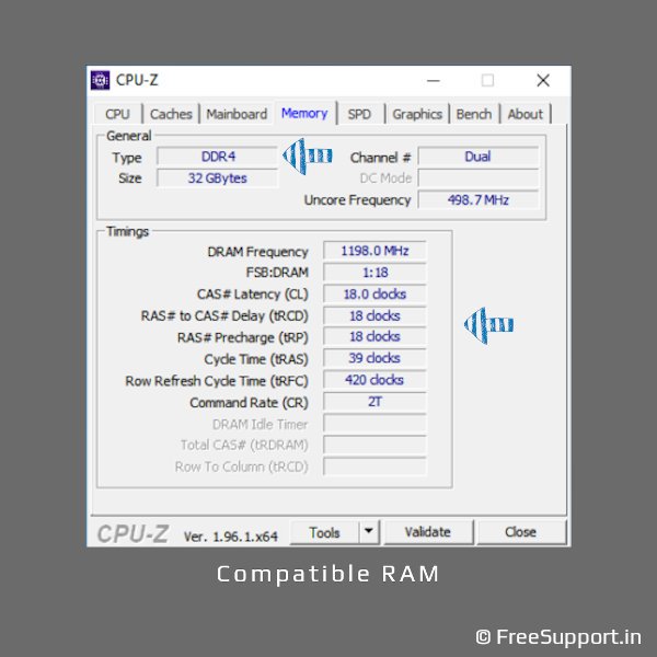 how to check compatible ram type and timings using cpu-z