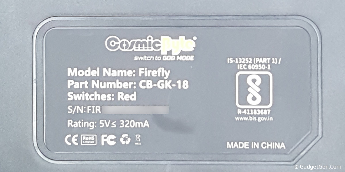 cosmic byte mechanical keyboard rated power consumption