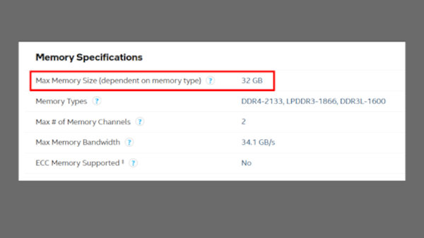 find the maximum memory supported by an intel processor