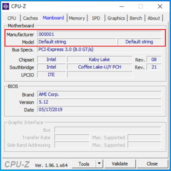 cpu-z motherboard manufacturer data