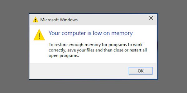 windows low memory warning