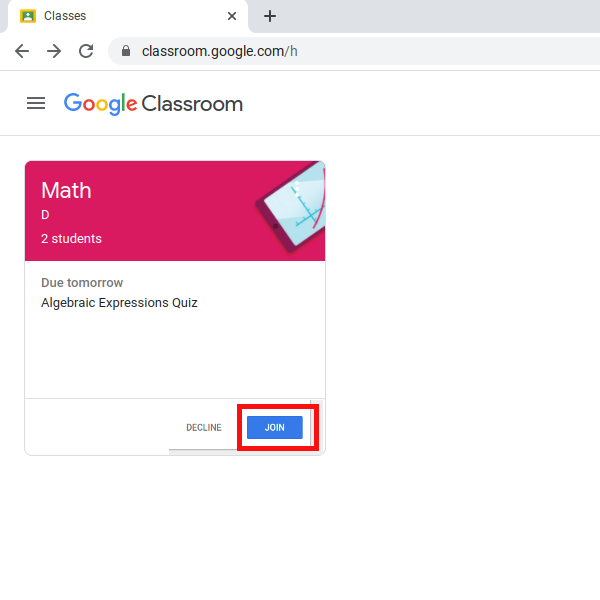 Google Classroom Invitation To Join Desktop