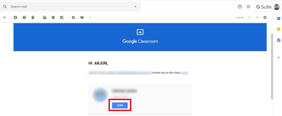 Invitation To Join Class Google Mail Desktop
