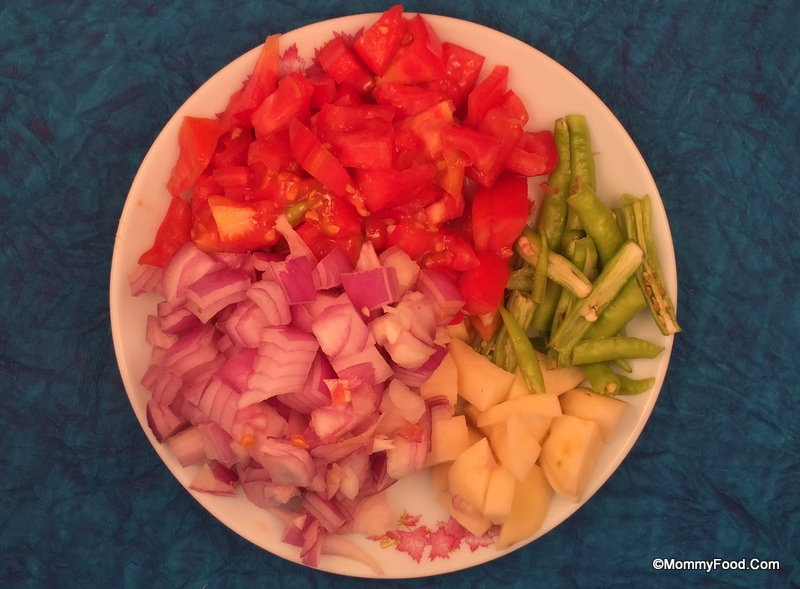 Chopped Tomato, Onion, Potato, and Green Chillies