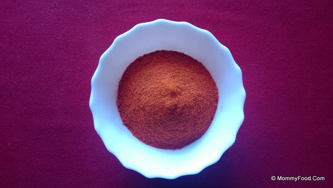 A bowl of red chilli powder