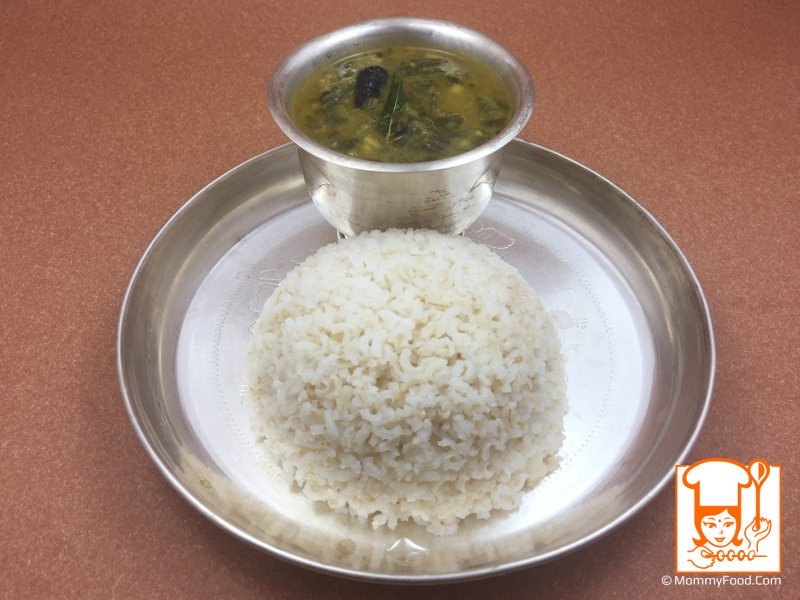 Palak Dal served with rice