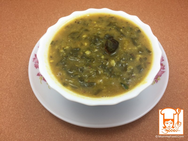 A bowl of Palakura Pappu (Spinach Dal)