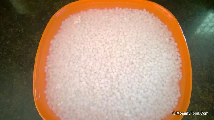 Saggubiyyam soaking in water