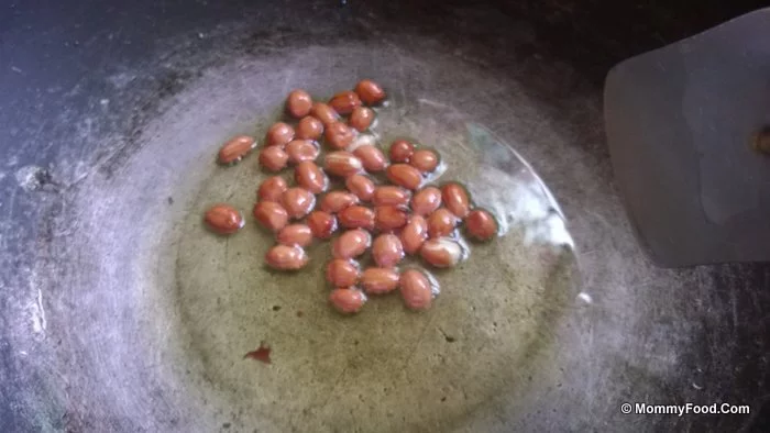 Frying remaining ground nuts