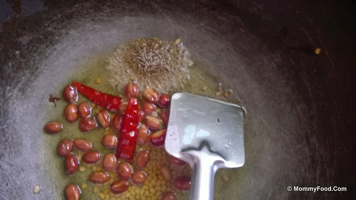 Spices frying in oil