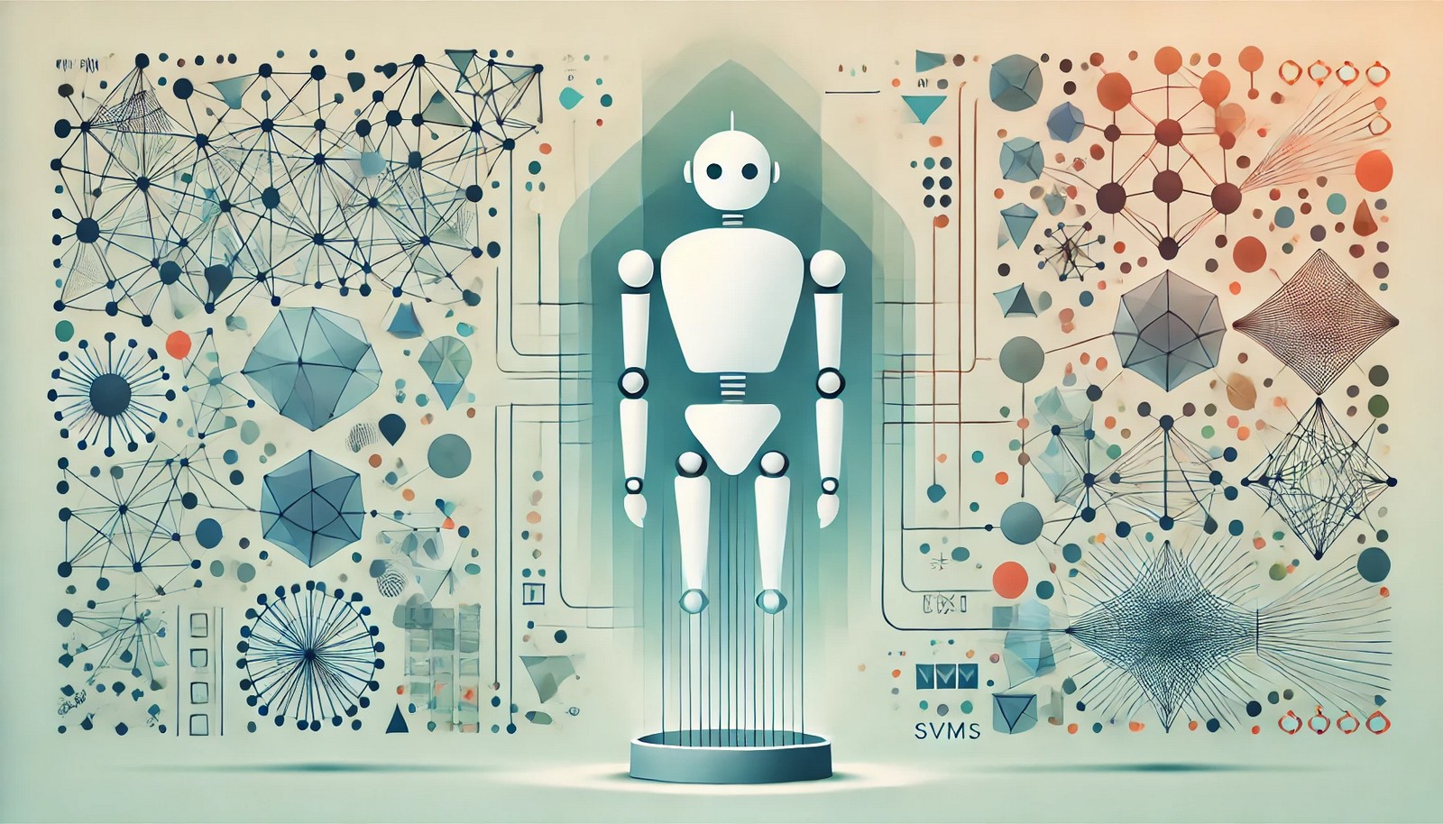 Ensemble Learning in AI, featuring a robot inside various machine learning models working together.