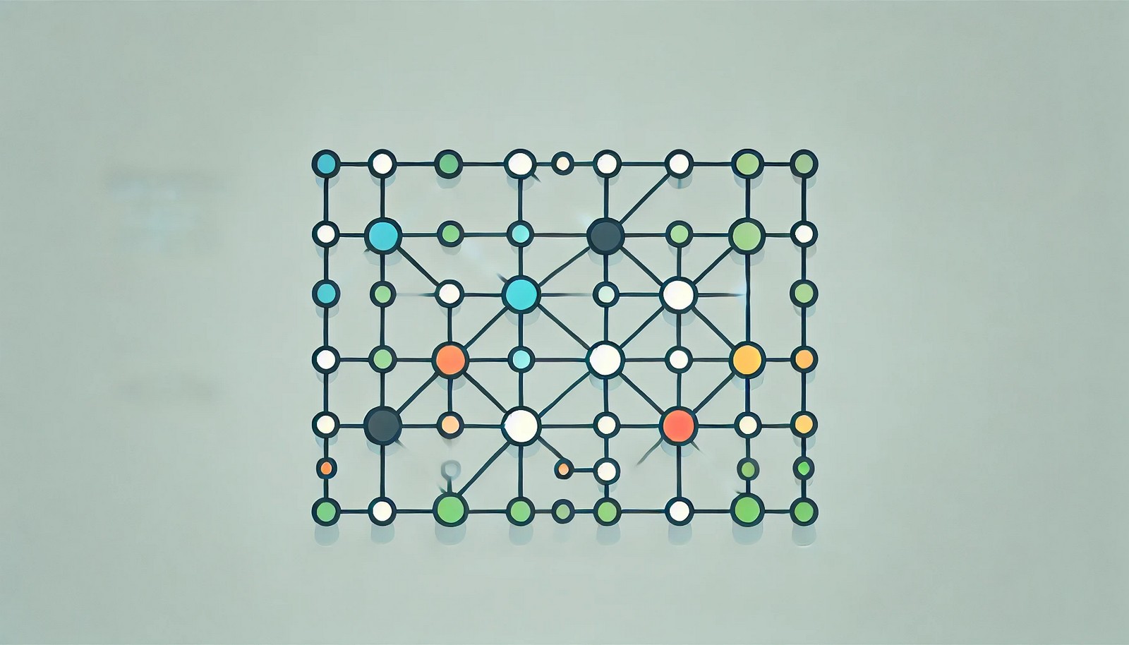 A clean, simple illustration of the Breadth-First Search algorithm on a graph. Nodes are connected by edges, with distinct colors representing BFS exploration levels from the starting node in a minimalistic style.