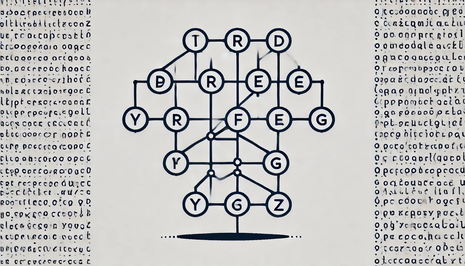 A visual representation of a Trie data structure, showing a branching tree with nodes connected by lines. Each node represents letters forming multiple word prefixes, emphasizing simplicity and clarity.