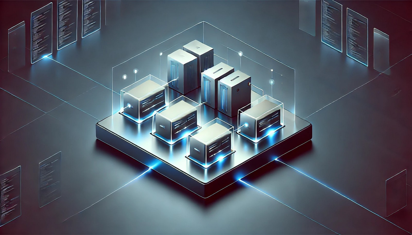 A futuristic digital illustration of process isolation in computing, showing multiple processes enclosed in separate, secure compartments with a sleek and minimalistic design, emphasizing security and independence without any overlapping elements.