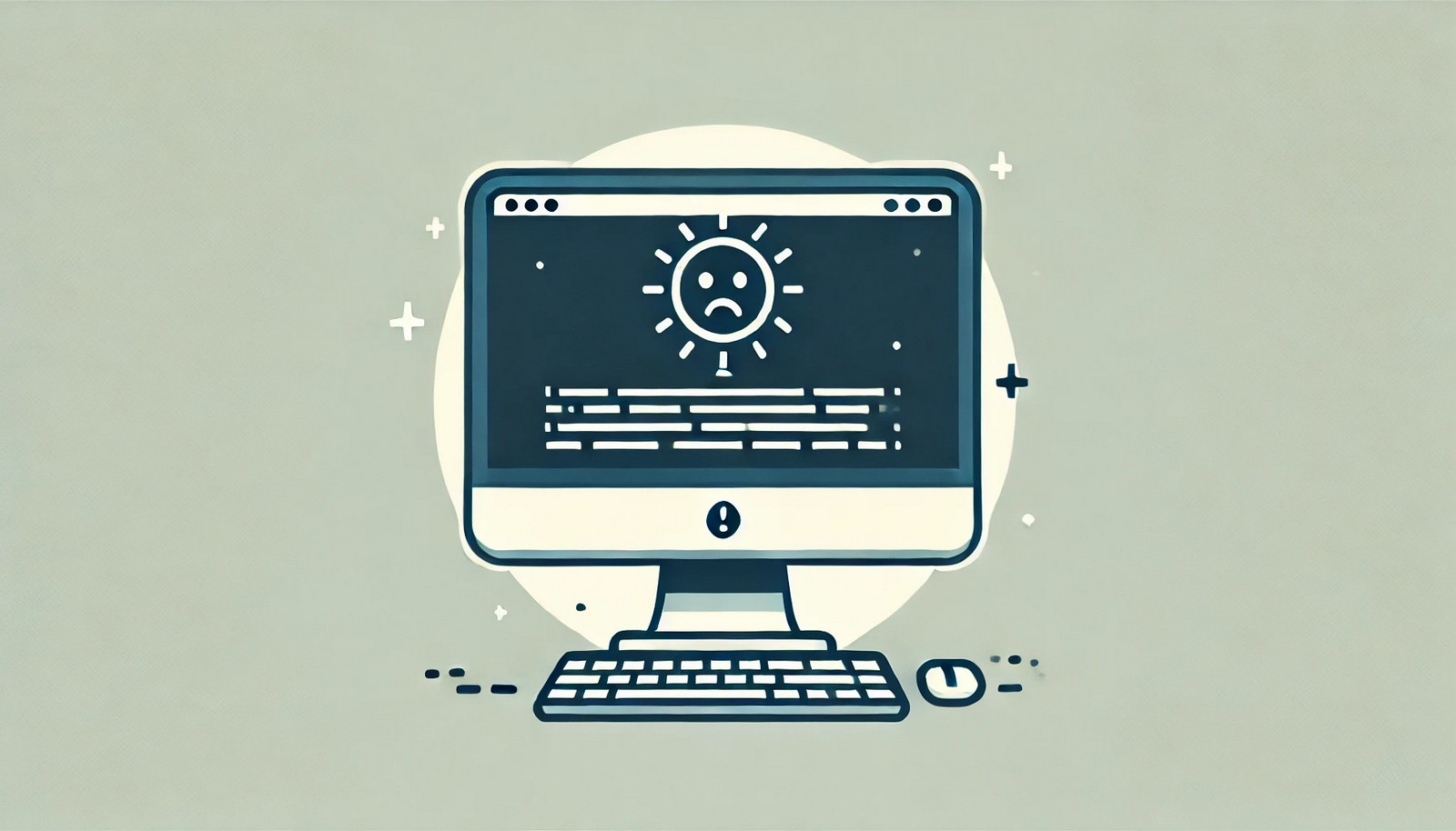 A digital illustration of a computer experiencing a kernel panic. The screen displays a warning symbol or sad face, with a sleek, minimalistic background emphasizing the sudden system failure. No visible text.