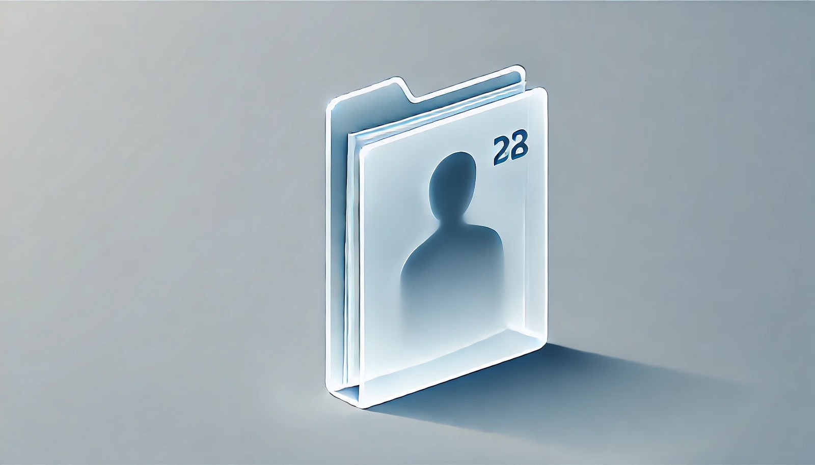 A modern and minimalistic digital illustration of shadow files, featuring a primary document with a ghost-like transparent duplicate behind it, symbolizing secrecy, security, and hidden data storage.