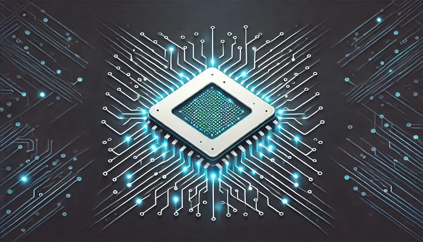 A visually engaging digital illustration of a CPU chip with glowing circuit pathways representing microcode execution. The image emphasizes data flow, security updates, and processor optimization without any text elements.