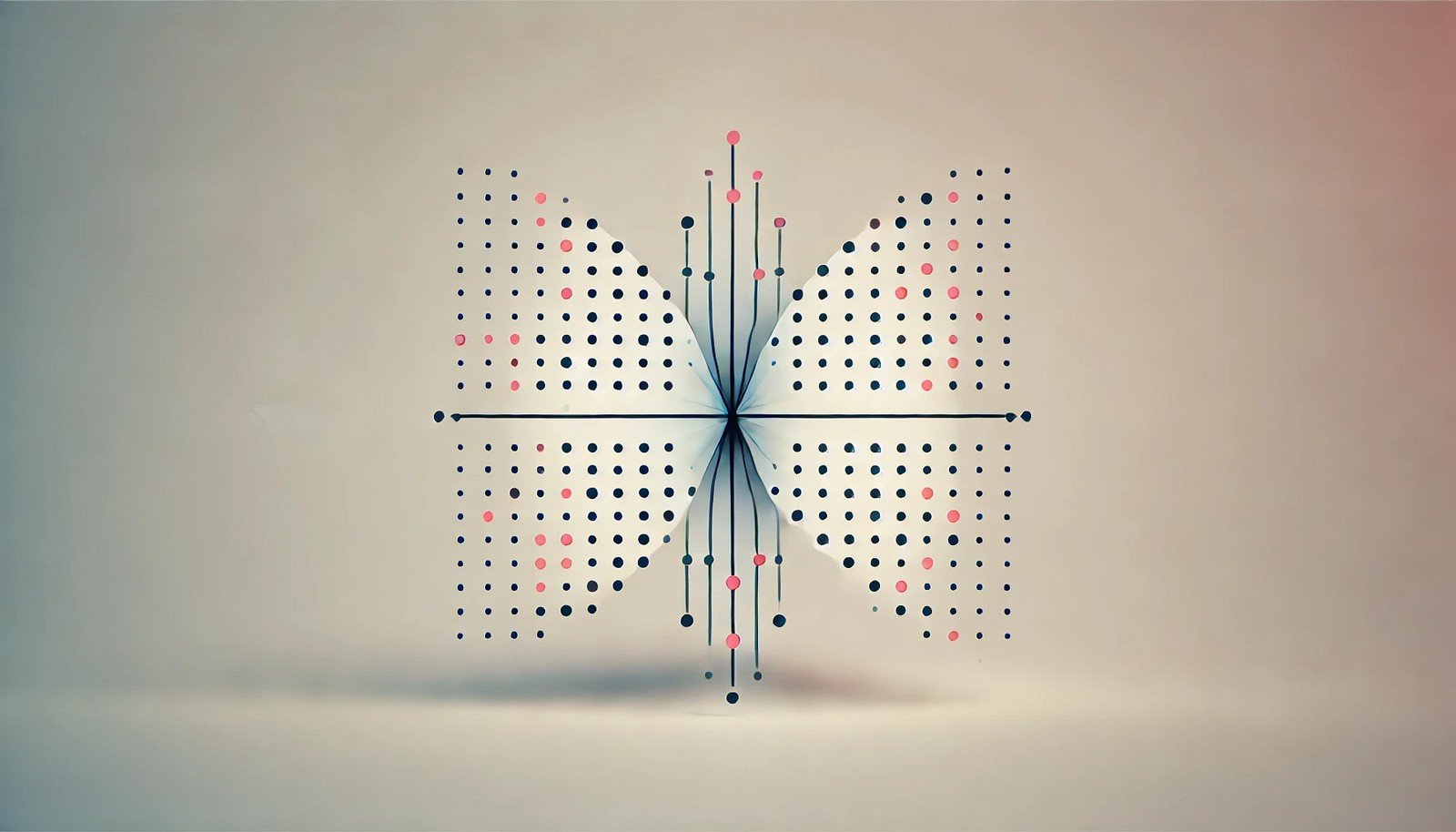 Conceptual illustration of Support Vector Machines, with a central hyperplane separating two clusters of data points, depicting classification. Clean background highlights the margin and boundary between clusters.