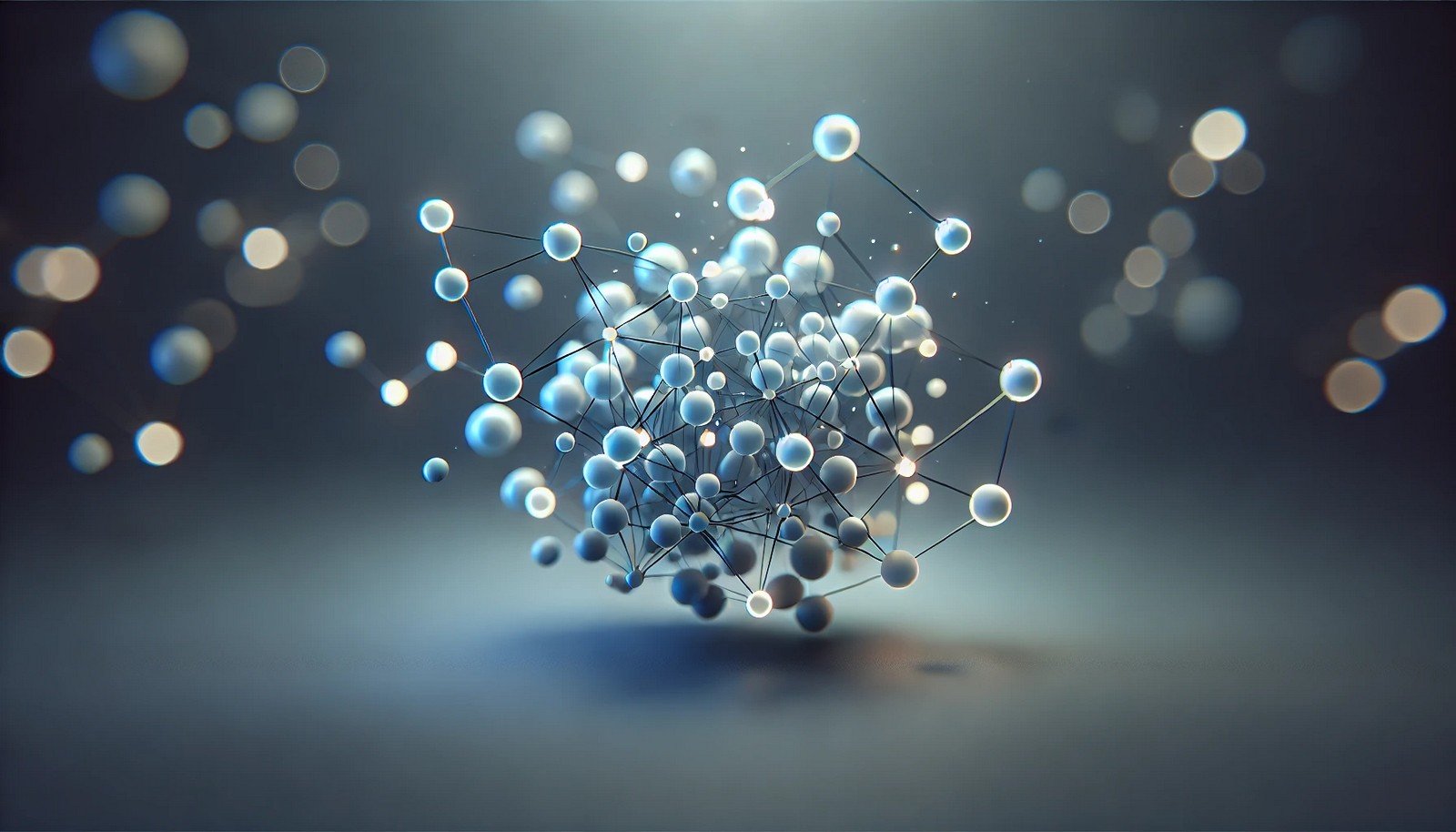 A 3D illustration shows glowing spheres grouped into distinct clusters, symbolizing organized data. The nodes float on a dark, gradient background with a minimalist, futuristic style.