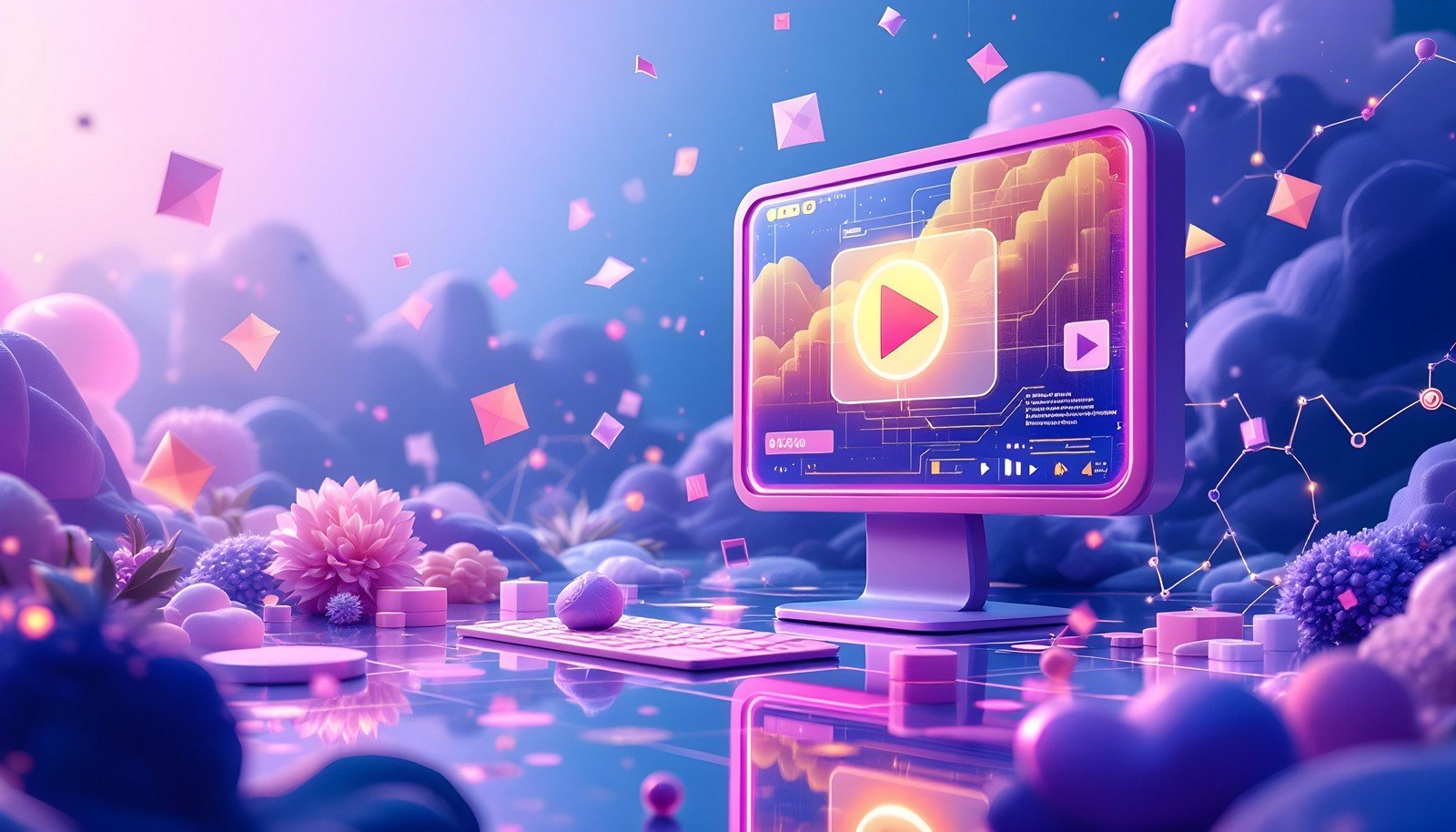 A clean, 3D illustration representing the concept of AI Video Processing.