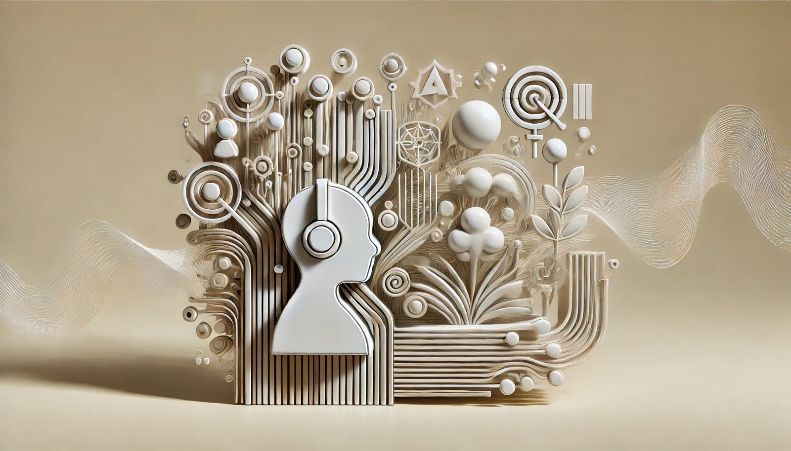 A clean, 3D illustration of an AI model surrounded by abstract shapes and lines symbolizing diverse human instructions being processed into organized, understandable outputs, representing Instruction Tuning.