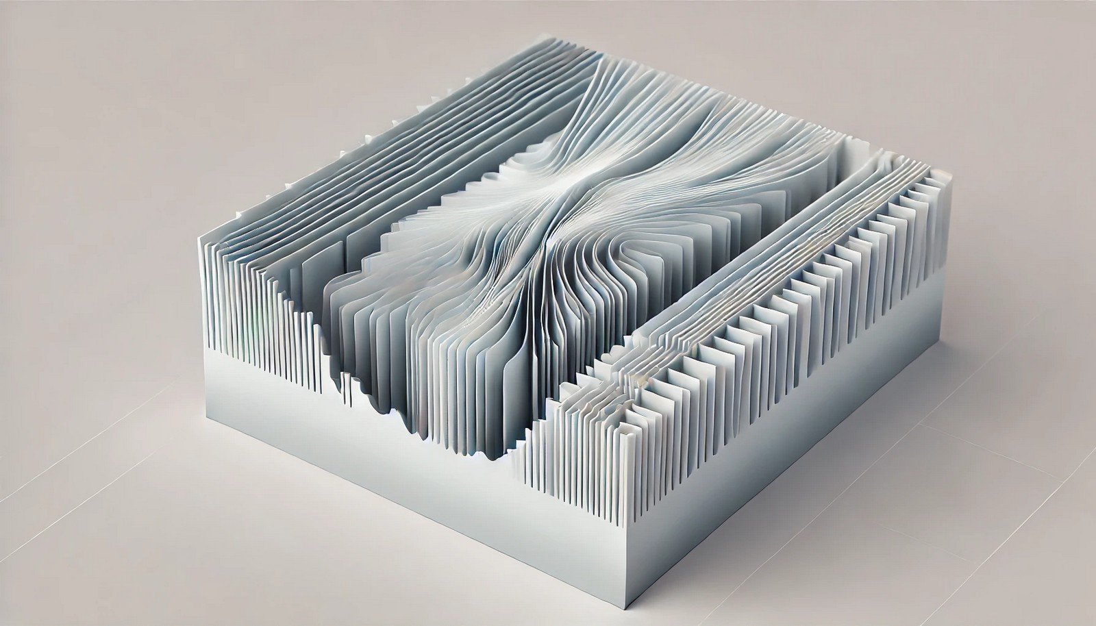 A 3D illustration showing a neural network with gradually fading layers, symbolizing the vanishing gradient concept as gradients diminish through each layer.