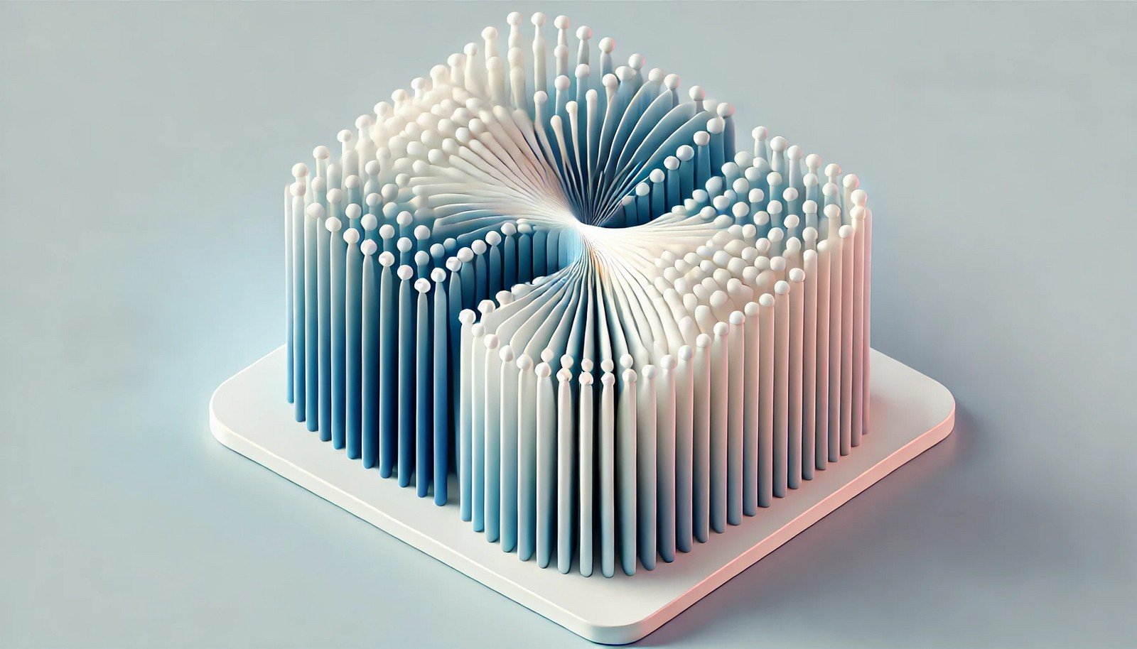 "3D illustration of Cross-Entropy Loss in machine learning, showing two overlapping probability distributions with contrasting colors and smooth gradients to highlight prediction errors and areas of separation."