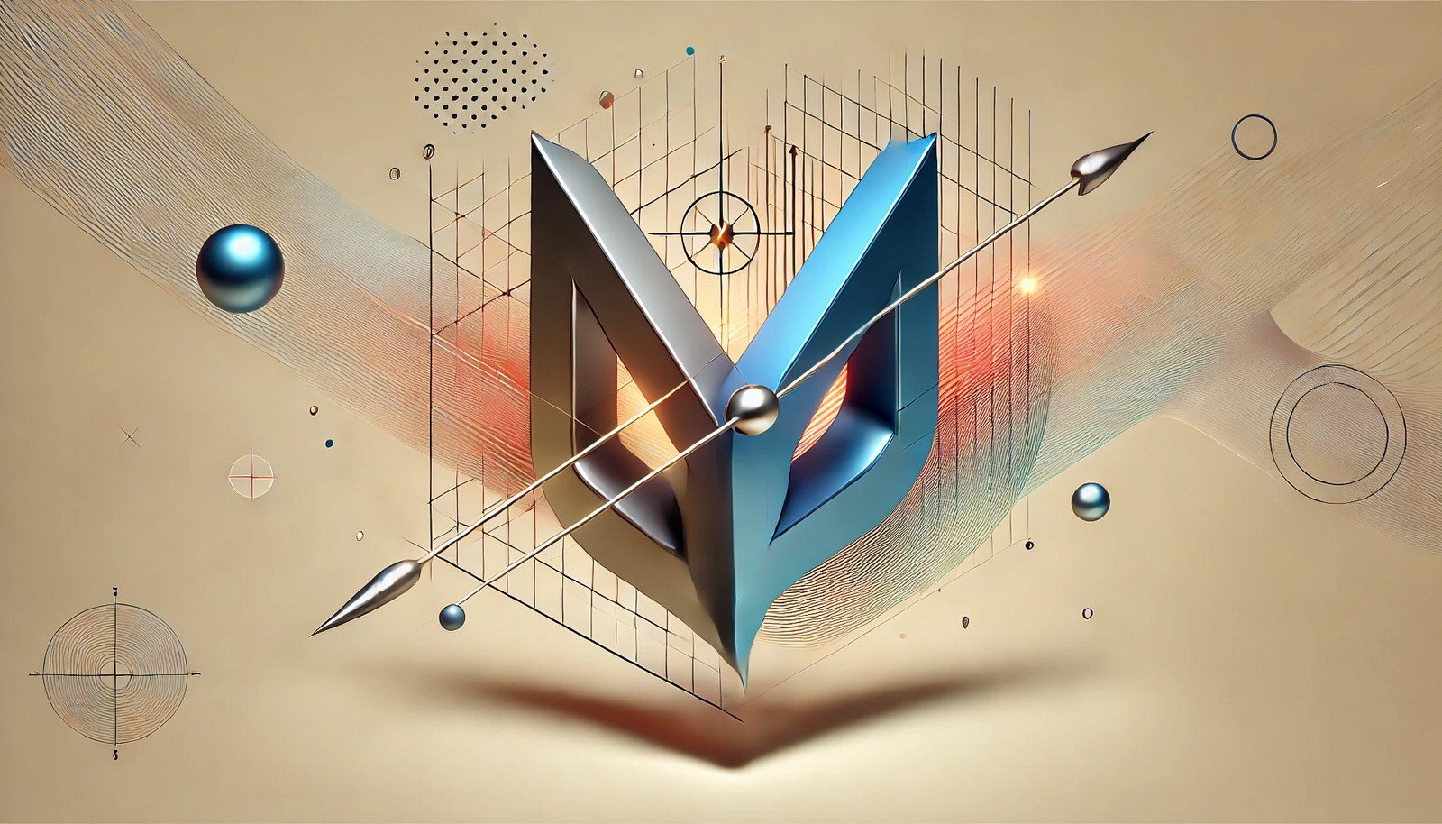 A clean 3D illustration of two vectors in a high-dimensional space with nuanced angles, symbolizing refined similarity measures and enhanced precision in vector comparison.