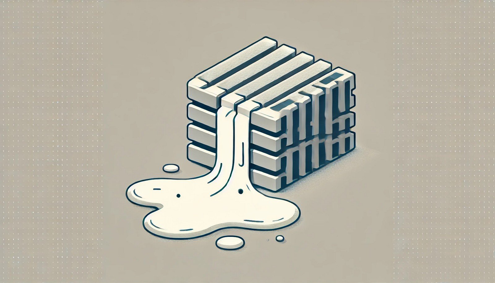 A clean, minimalist depiction of a computer system with structured memory blocks, one visibly leaking data represented as a flow creating a puddle below, symbolizing resource wastage.