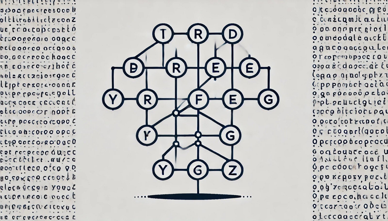 A visual representation of a Trie data structure, showing a branching tree with nodes connected by lines. Each node represents letters forming multiple word prefixes, emphasizing simplicity and clarity.