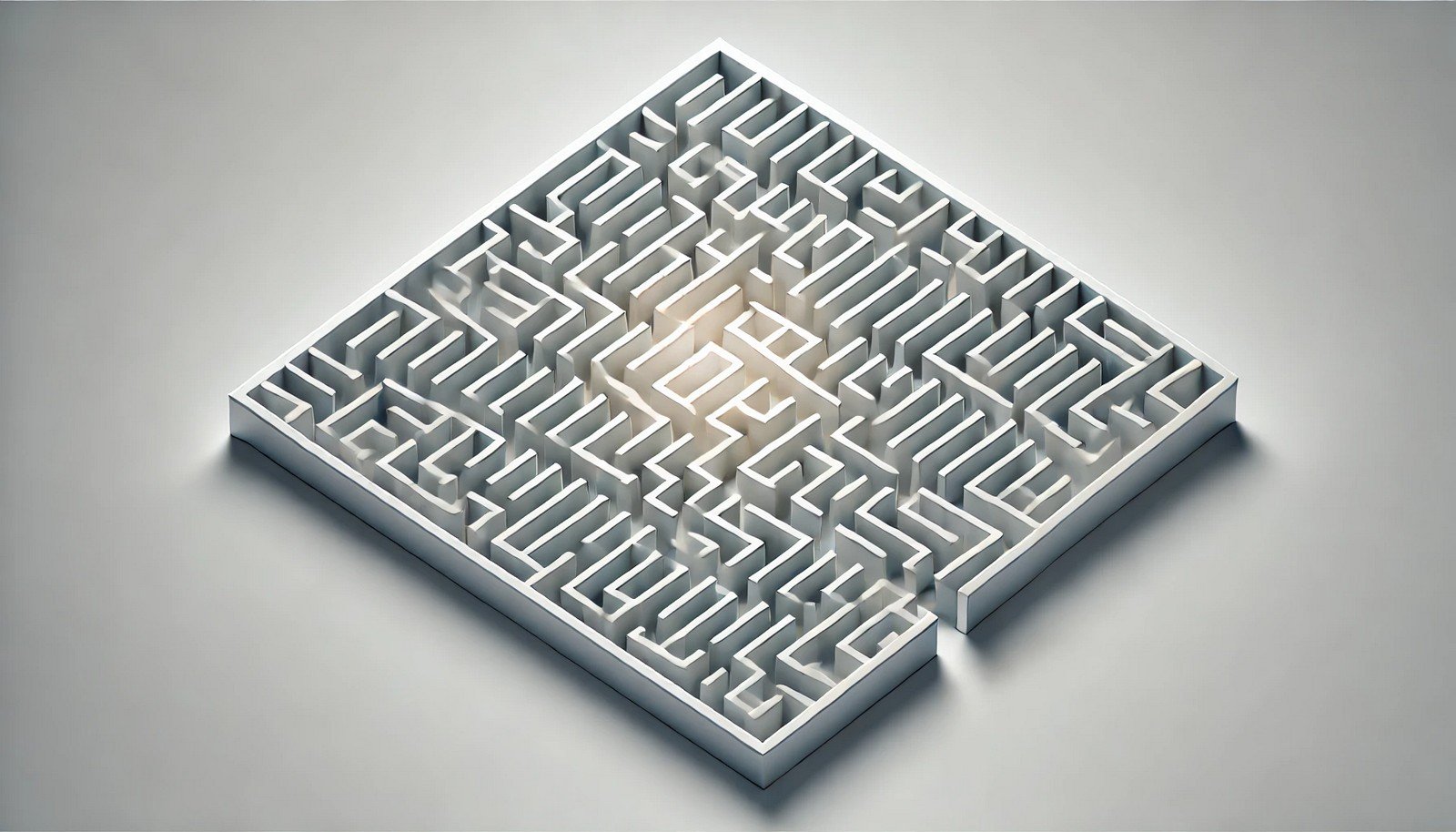 A minimalist illustration of a complex maze with a direct highlighted path representing an approximation algorithm's near-optimal solution, focusing on clarity without unnecessary details or text.