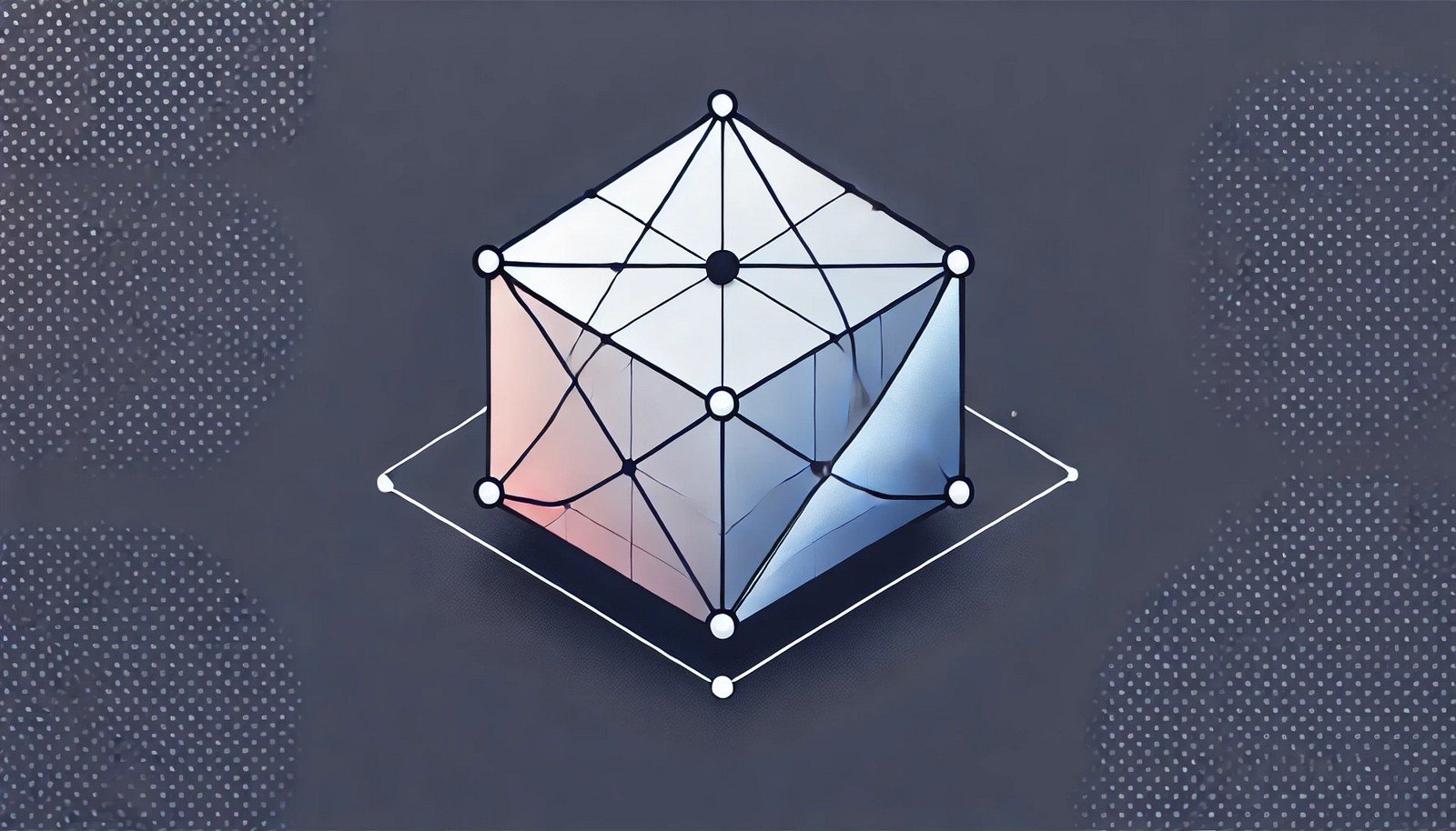 A minimalist illustration of the Simplex Method concept in linear programming, showing a polyhedron with highlighted edges and an optimal point. Geometric shapes and smooth gradients depict solution paths.