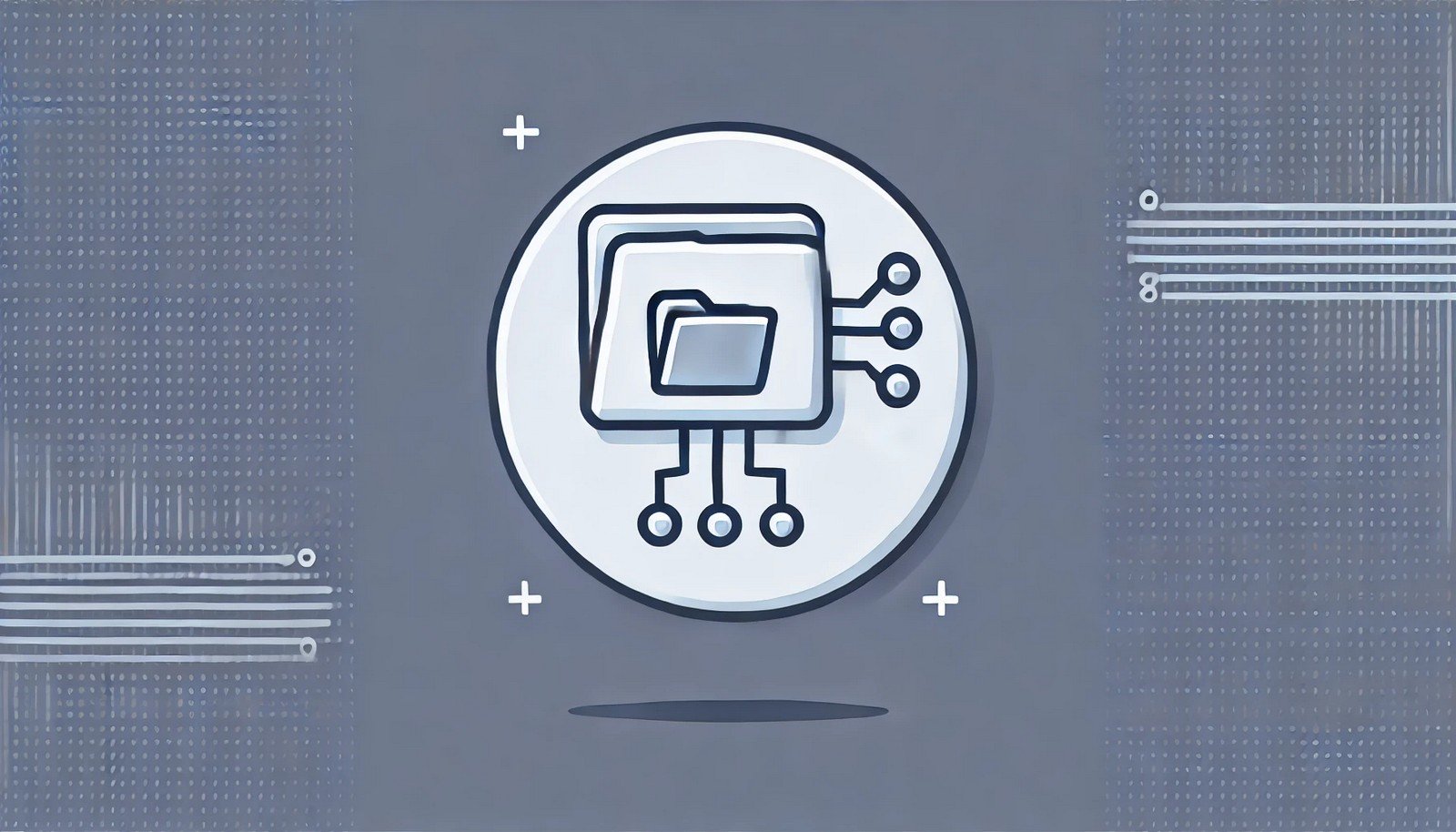 A minimalist illustration showing a file icon connected to a memory block, symbolizing memory-mapped files. The clean design highlights fast data access with light greys and blue tones.