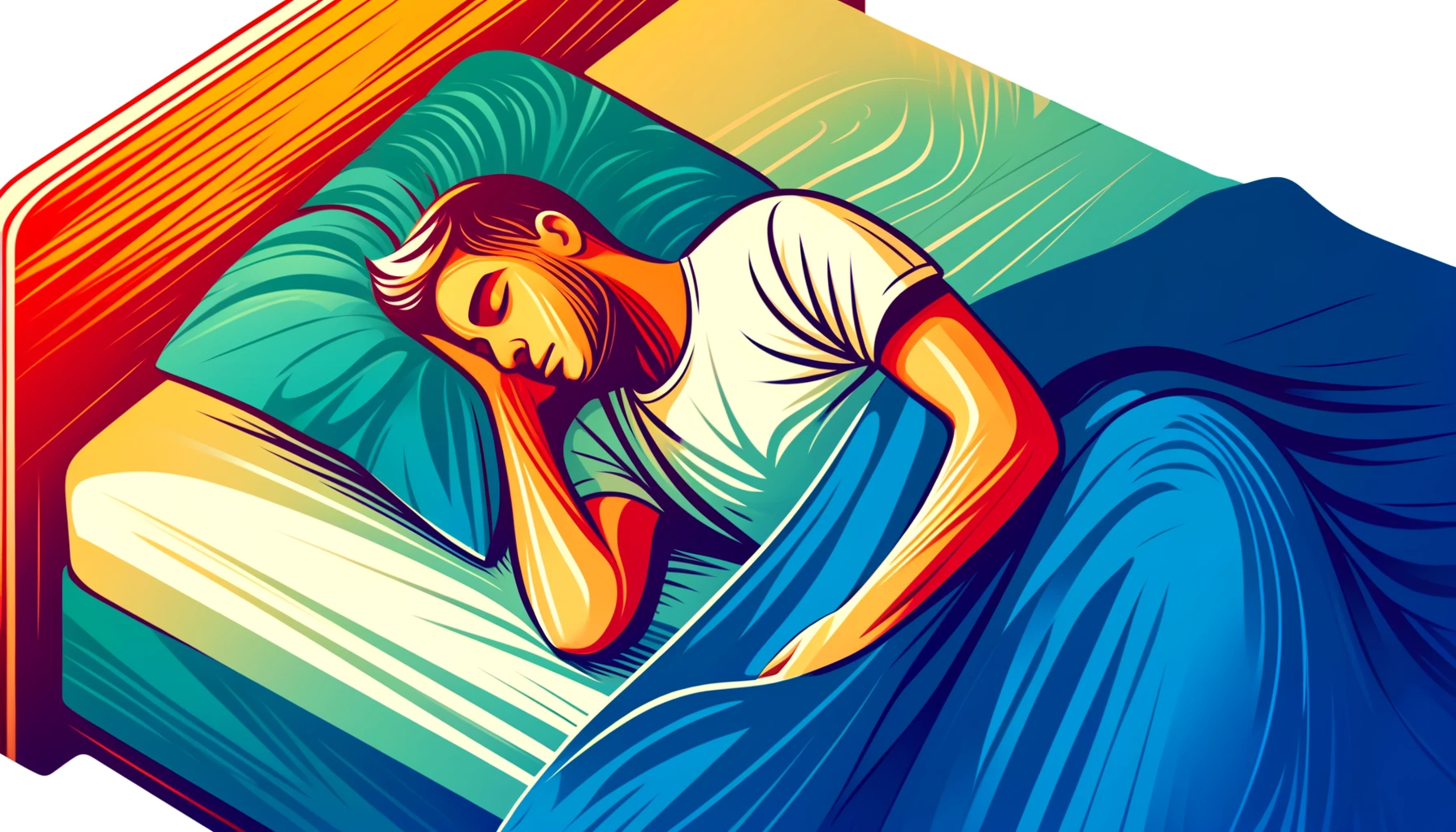  A  person  sleeping  peacefully  in  bed  emphasizing  rest  and  recovery  in  a  stylized  semi-realistic  manner  with  vibrant  colors