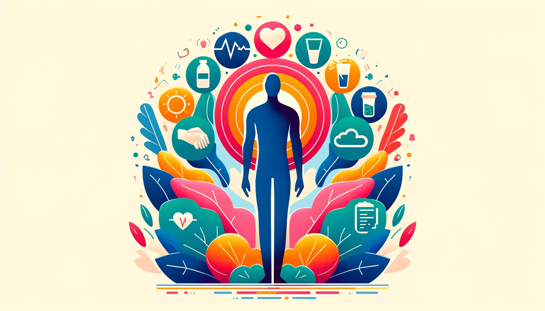 stylized illustration of a person standing tall with good posture