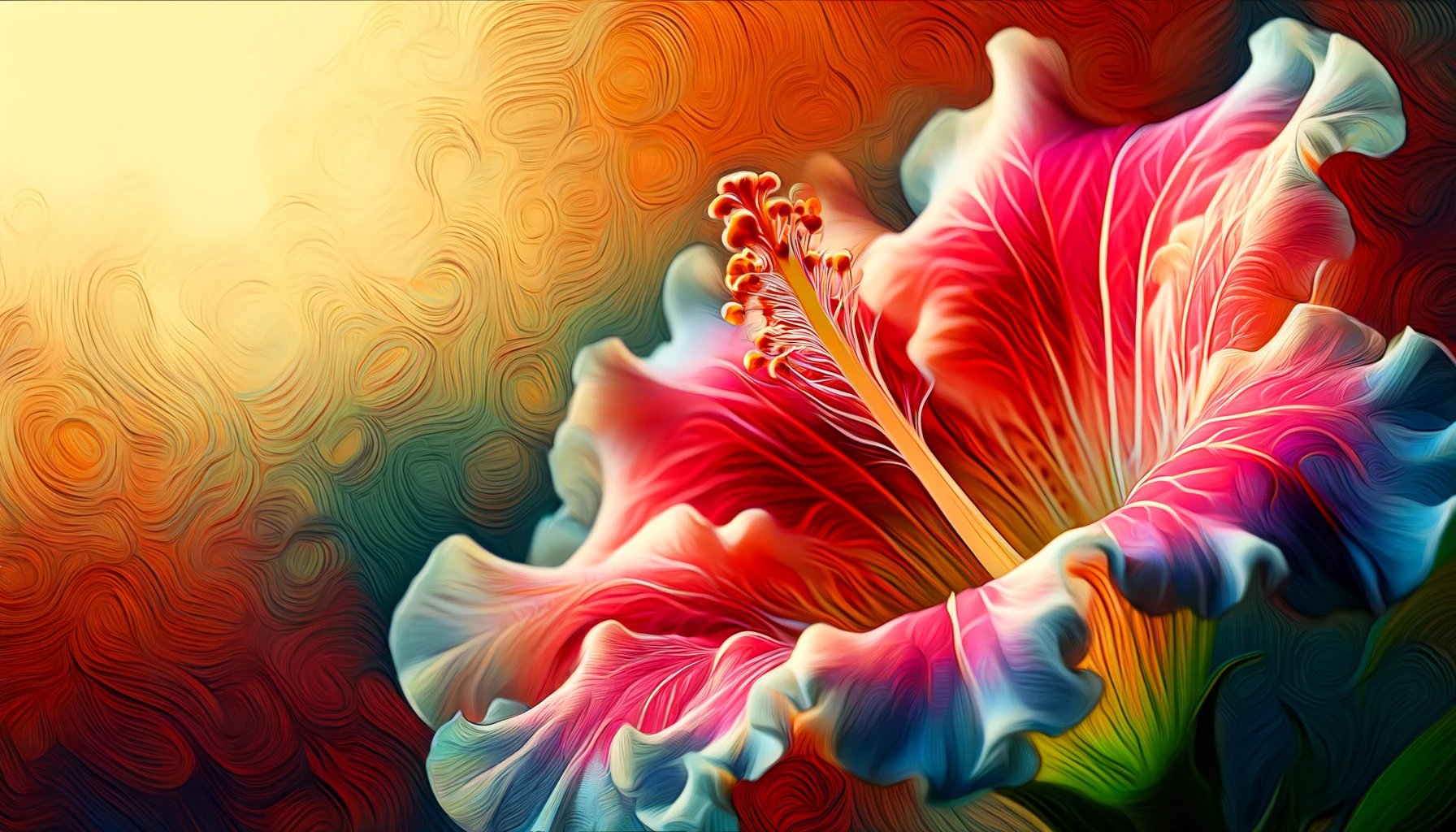 An  artistic  depiction  of  a  close-up  photograph  capturing  intricate  details  of  a  flower  petal  The  scene  should  highlight  the  texture  patterns  