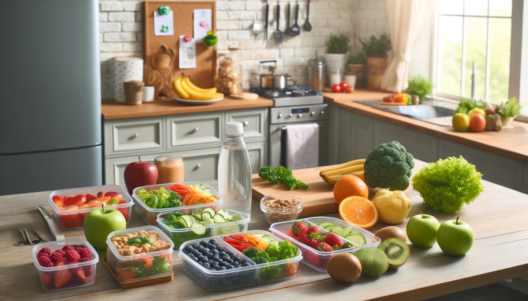   A  kitchen  scene  with  healthy  meals  prepared  in  advance  balanced  meals  with  fruits  vegetables  proteins  and  whole  grains 